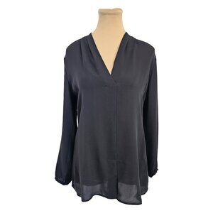 Theory 100% Silk Black Long Sleeve Blouse Sz S